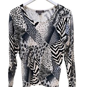 NWT Metric Black & White Animal Print Stretch Top Size M